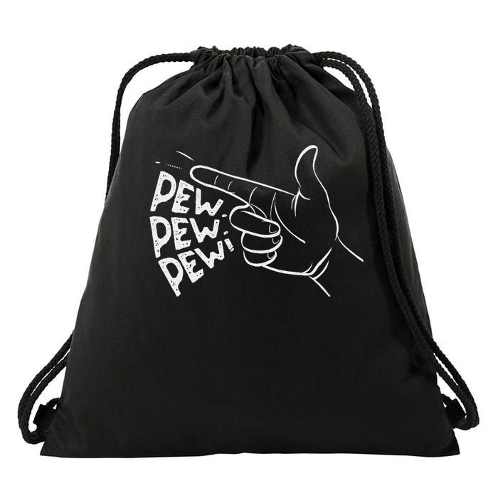 Funny Pew Pew Pew Pretend Hand Gun Noise Drawstring Bag