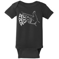 Funny Pew Pew Pew Pretend Hand Gun Noise Baby Bodysuit