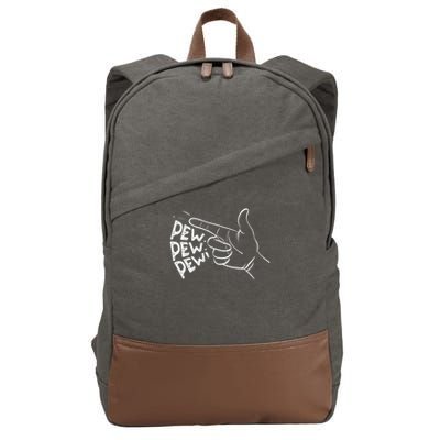 Funny Pew Pew Pew Pretend Hand Gun Noise Cotton Canvas Backpack