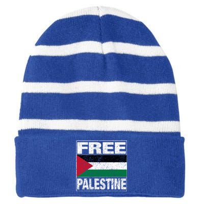 Free Palestine Palestine Flag I Love Palestine Gaza Meaningful Gift Striped Beanie with Solid Band