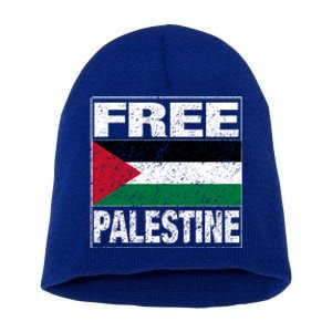 Free Palestine Palestine Flag I Love Palestine Gaza Meaningful Gift Short Acrylic Beanie