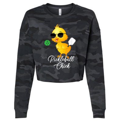 Funny Pickleball Pickleball Chick Cropped Pullover Crew