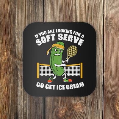 Funny Pickleball Playing Pickle Tennis Soft Serve Ice Cream Coaster