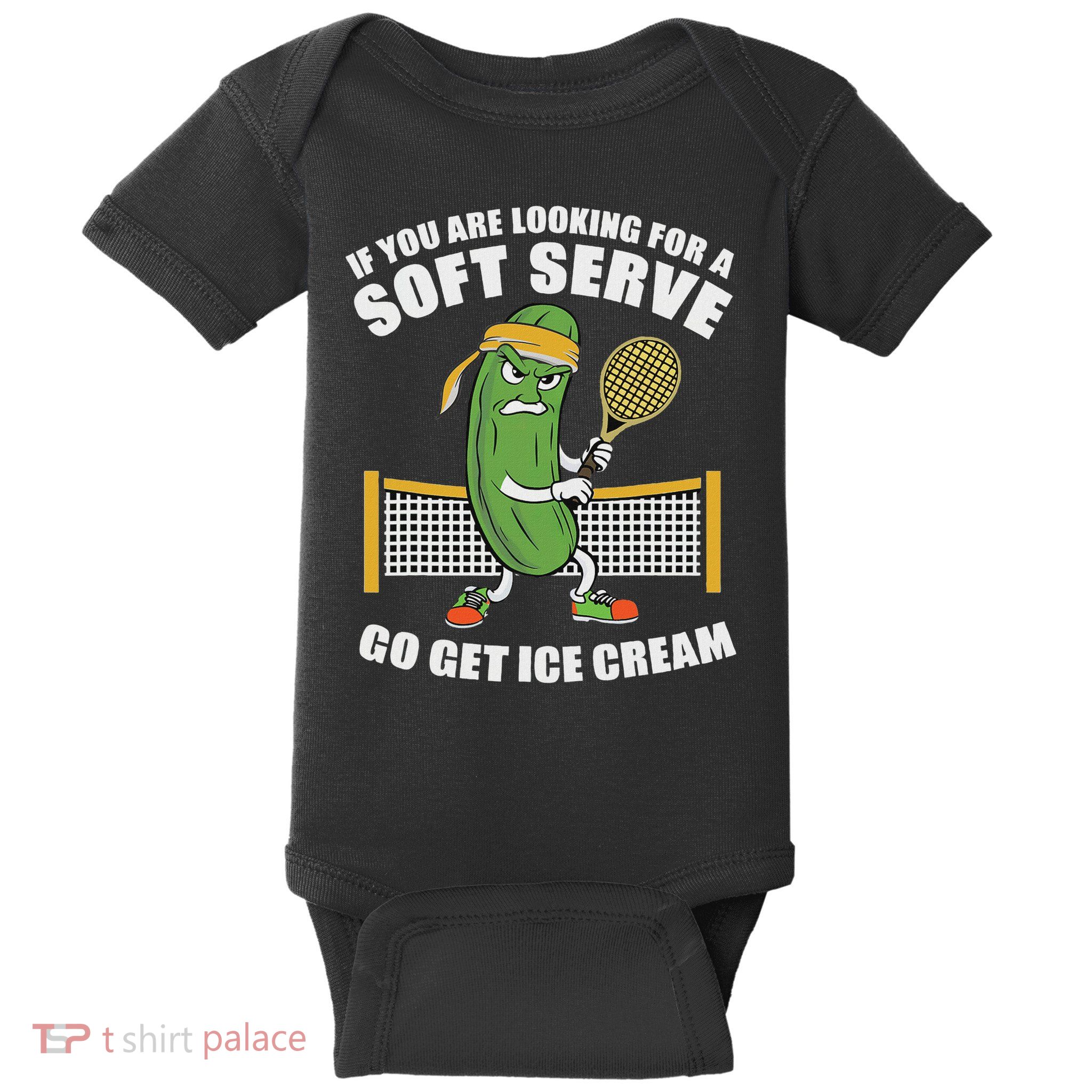 Funny Pickleball Playing Pickle Tennis Soft Serve Ice Cream Baby Bodysuit