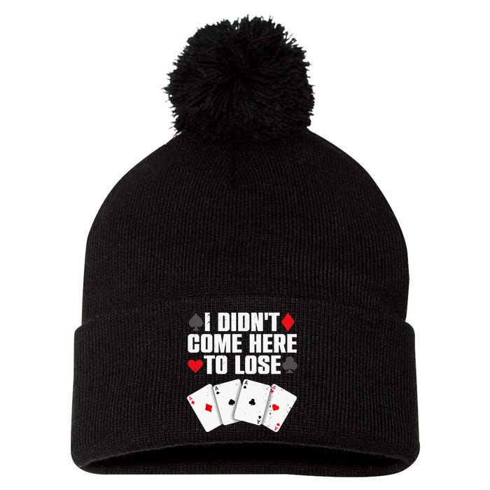 Funny Poker Player Design Gamblers Poker Lover Pom Pom 12in Knit Beanie