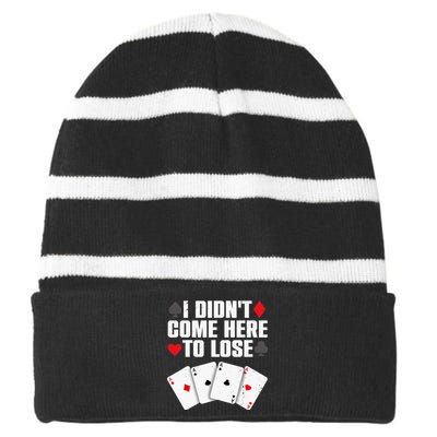 Funny Poker Player Design Gamblers Poker Lover Striped Beanie with Solid Band