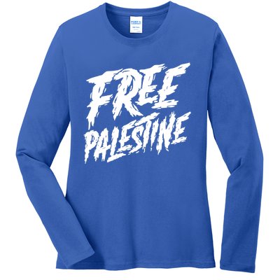 Free Palestine Protest Support For Gaza And Jerusalem Gift Meaningful Gift Ladies Long Sleeve Shirt