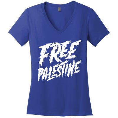 Free Palestine Protest Support For Gaza And Jerusalem Gift Meaningful Gift Women's V-Neck T-Shirt