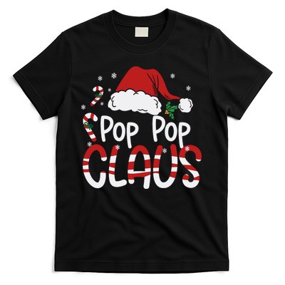 Funny Pop Pop Claus Christmas Pajamas Santa Hat Costume T-Shirt