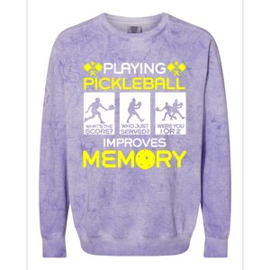 Funny Playing Pickleball Improves Memory Dink Player Gift Colorblast Crewneck Sweatshirt