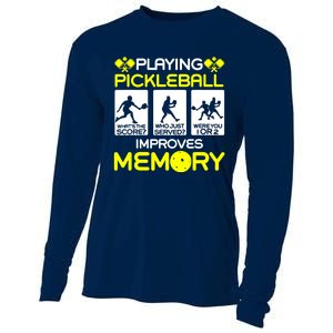 Funny Playing Pickleball Improves Memory Dink Player Gift Cooling Performance Long Sleeve Crew