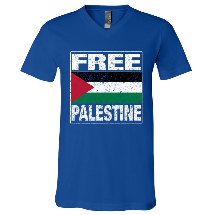 Free Palestine Palestine Flag I Love Palestine Gaza Gift V-Neck T-Shirt