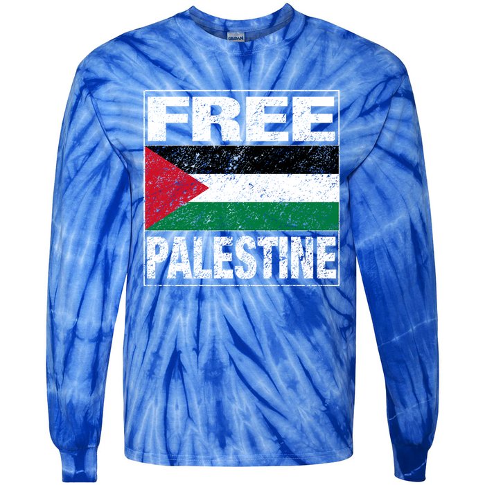 Free Palestine Palestine Flag I Love Palestine Gaza Gift Tie-Dye Long Sleeve Shirt