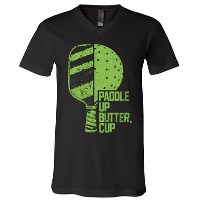Funny Pickleball Paddle Up Butter Cup V-Neck T-Shirt