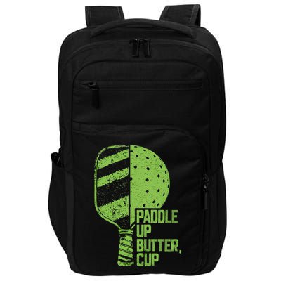 Funny Pickleball Paddle Up Butter Cup Impact Tech Backpack