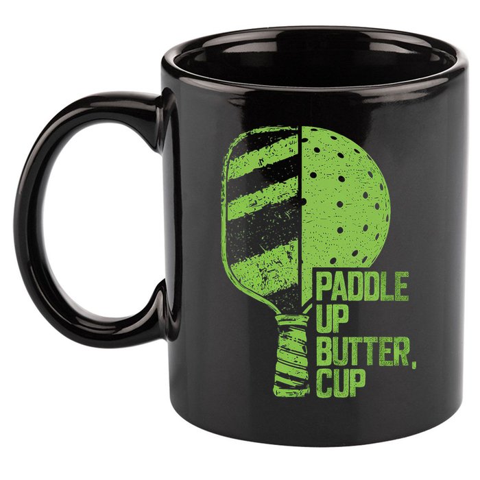 Funny Pickleball Paddle Up Butter Cup 11oz C Handle Ceramic Mug