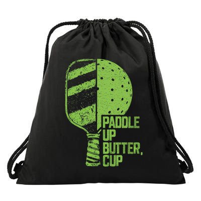 Funny Pickleball Paddle Up Butter Cup Drawstring Bag