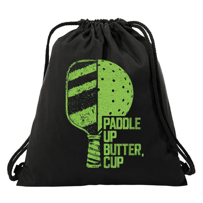Funny Pickleball Paddle Up Butter Cup Drawstring Bag
