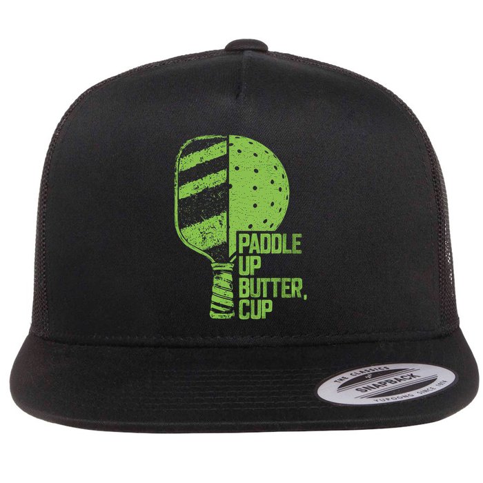 Funny Pickleball Paddle Up Butter Cup Flat Bill Trucker Hat