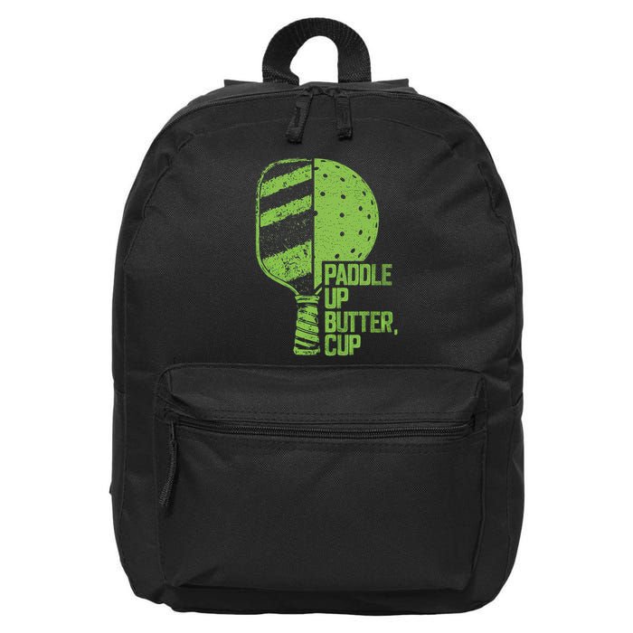 Funny Pickleball Paddle Up Butter Cup 16 in Basic Backpack