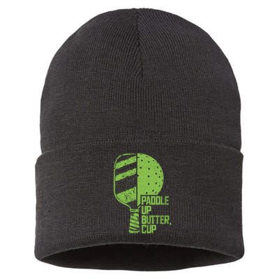 Funny Pickleball Paddle Up Butter Cup Sustainable Knit Beanie