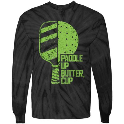 Funny Pickleball Paddle Up Butter Cup Tie-Dye Long Sleeve Shirt