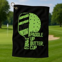 Funny Pickleball Paddle Up Butter Cup Golf Towel