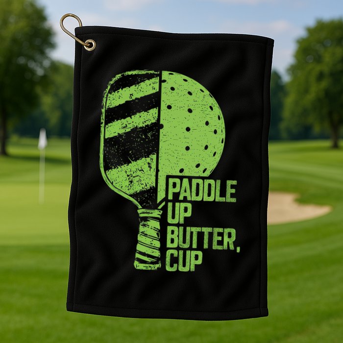 Funny Pickleball Paddle Up Butter Cup Golf Towel