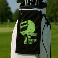 Funny Pickleball Paddle Up Butter Cup Golf Towel