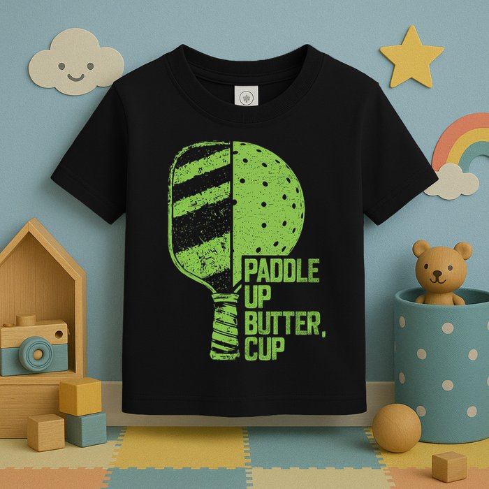 Funny Pickleball Paddle Up Butter Cup Toddler T-Shirt
