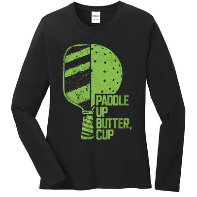 Funny Pickleball Paddle Up Butter Cup Ladies Long Sleeve Shirt