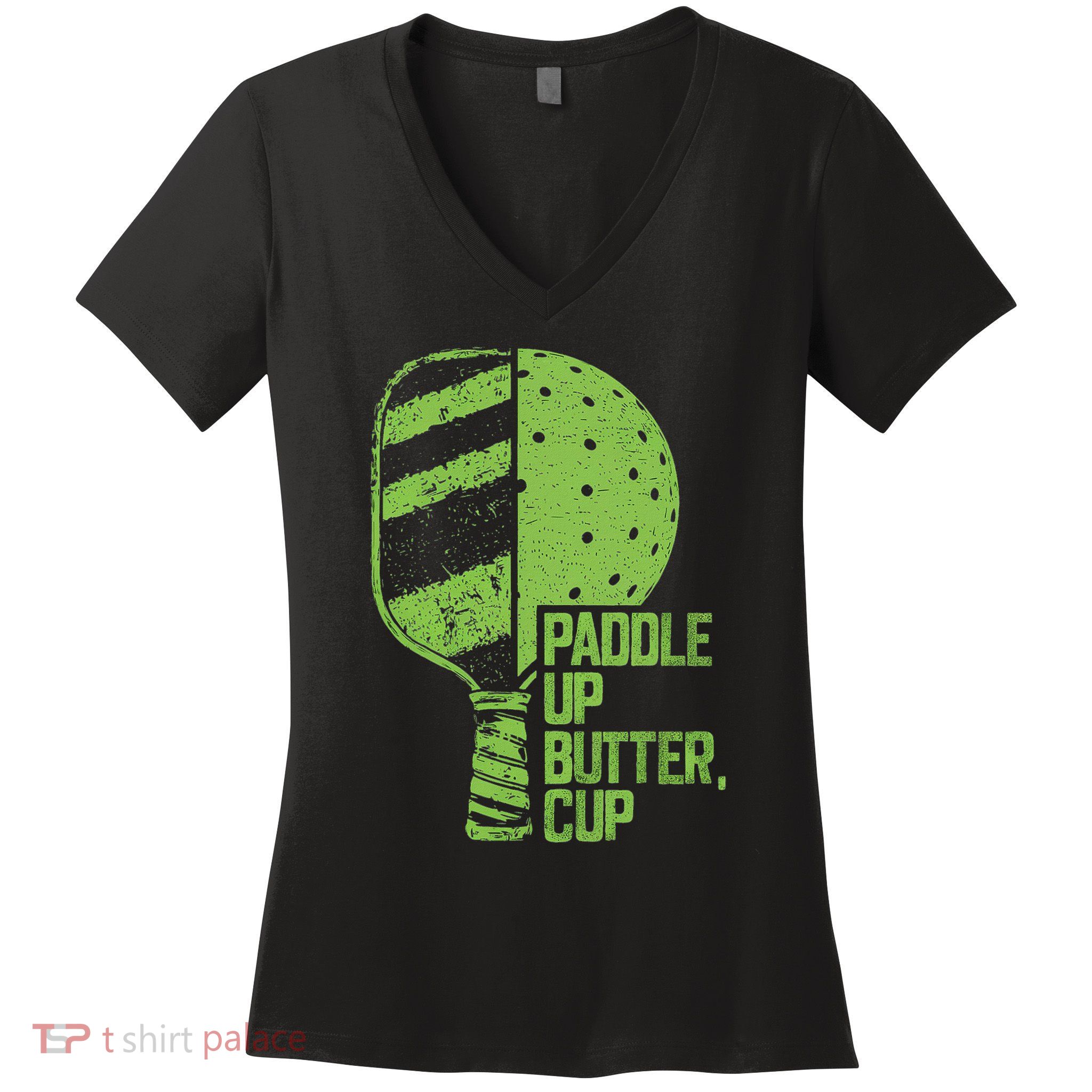 Funny Pickleball Paddle Up Butter Cup Women's V-Neck T-Shirt