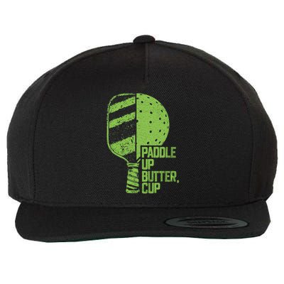 Funny Pickleball Paddle Up Butter Cup Wool Snapback Cap