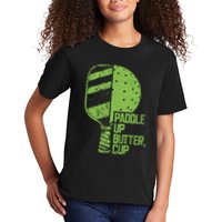 Funny Pickleball Paddle Up Butter Cup Kids T-Shirt