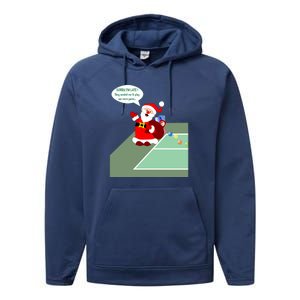 Fun Pickleball | Pickleball Santa | Pickleball Holiday | Pickleball Gift | Great Performance Fleece Hoodie