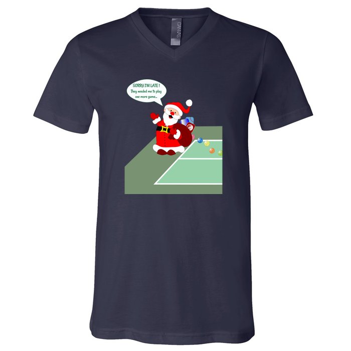 Fun Pickleball | Pickleball Santa | Pickleball Holiday | Pickleball Gift | Great V-Neck T-Shirt