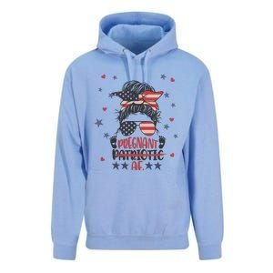 Funny Pregnant Patriotic Messy Bun Woman Unisex Surf Hoodie