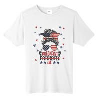 Funny Pregnant Patriotic Messy Bun Woman Tall Fusion ChromaSoft Performance T-Shirt