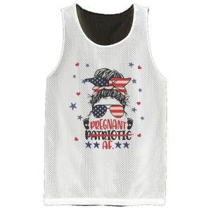 Funny Pregnant Patriotic Messy Bun Woman Mesh Reversible Basketball Jersey Tank