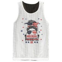 Funny Pregnant Patriotic Messy Bun Woman Mesh Reversible Basketball Jersey Tank