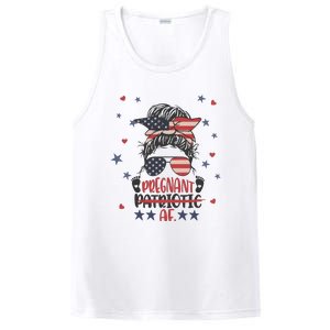 Funny Pregnant Patriotic Messy Bun Woman PosiCharge Competitor Tank