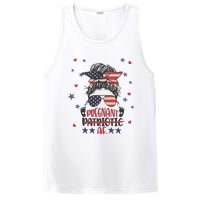 Funny Pregnant Patriotic Messy Bun Woman PosiCharge Competitor Tank