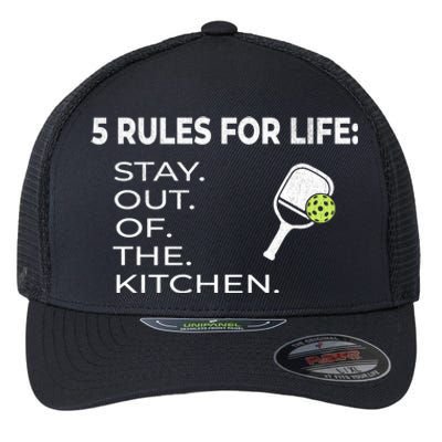 Funny Pickleball Pun Stay Out Of The Kitchen Green Gift Flexfit Unipanel Trucker Cap