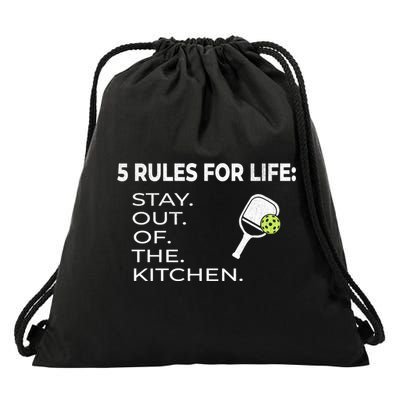 Funny Pickleball Pun Stay Out Of The Kitchen Green Gift Drawstring Bag