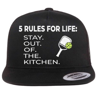 Funny Pickleball Pun Stay Out Of The Kitchen Green Gift Flatbill Hat
