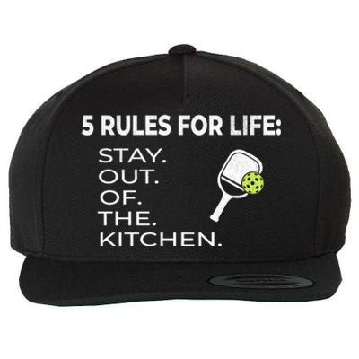 Funny Pickleball Pun Stay Out Of The Kitchen Green Gift Wool Snapback Cap