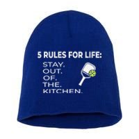 Funny Pickleball Pun Stay Out Of The Kitchen Green Gift Short Acrylic Beanie