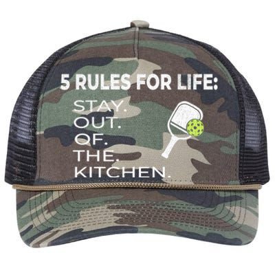 Funny Pickleball Pun Stay Out Of The Kitchen Green Gift Retro Rope Trucker Hat Cap