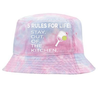 Funny Pickleball Pun Stay Out Of The Kitchen Green Gift Tie-Dyed Bucket Hat