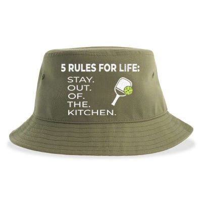 Funny Pickleball Pun Stay Out Of The Kitchen Green Gift Sustainable Bucket Hat